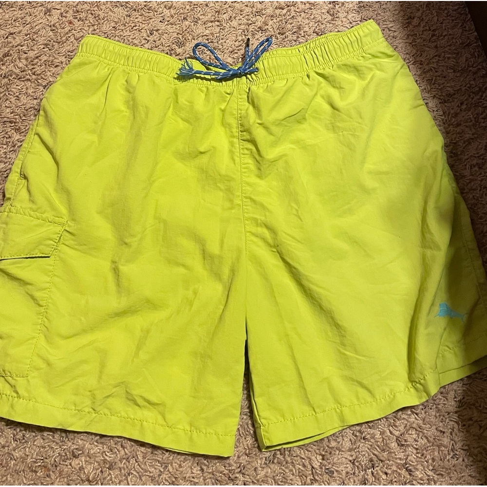 🏊‍♀️ RELAX TOMMY BAHAMA Men's Nylon Swim Shorts - Size Large kiwi color EUC